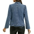 thumbnail image 3 of Yigetop Cropped Jean Jacket for Women, Women's Ruffled Denim Jackets Long Sleeve Open Front Jean Cropped Top Coat 2025 Trendy Jean Jackets Denim Jackets for Women Trendy Blue M, 3 of 8