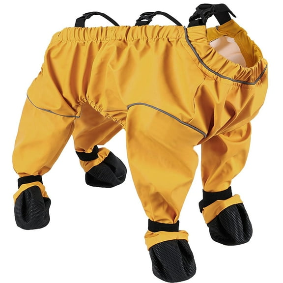 Dog Snow Boots, Rain Boots with Suspender,Anti Pants with Shoes for Dogs,Adjustable -Proof, Pet, Slip Protector Shoes for Small Large Dogs,Yellow XL