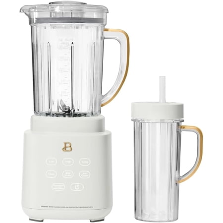 PowerExact Blender System with PrecisionSense Technology 700W Motor 50oz Tritan Jar 20oz Personal Cup Stainless Steel Blades White Icing