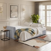 Serta Mia Modern Convertible Sofa, Light Gray Woven Fabric