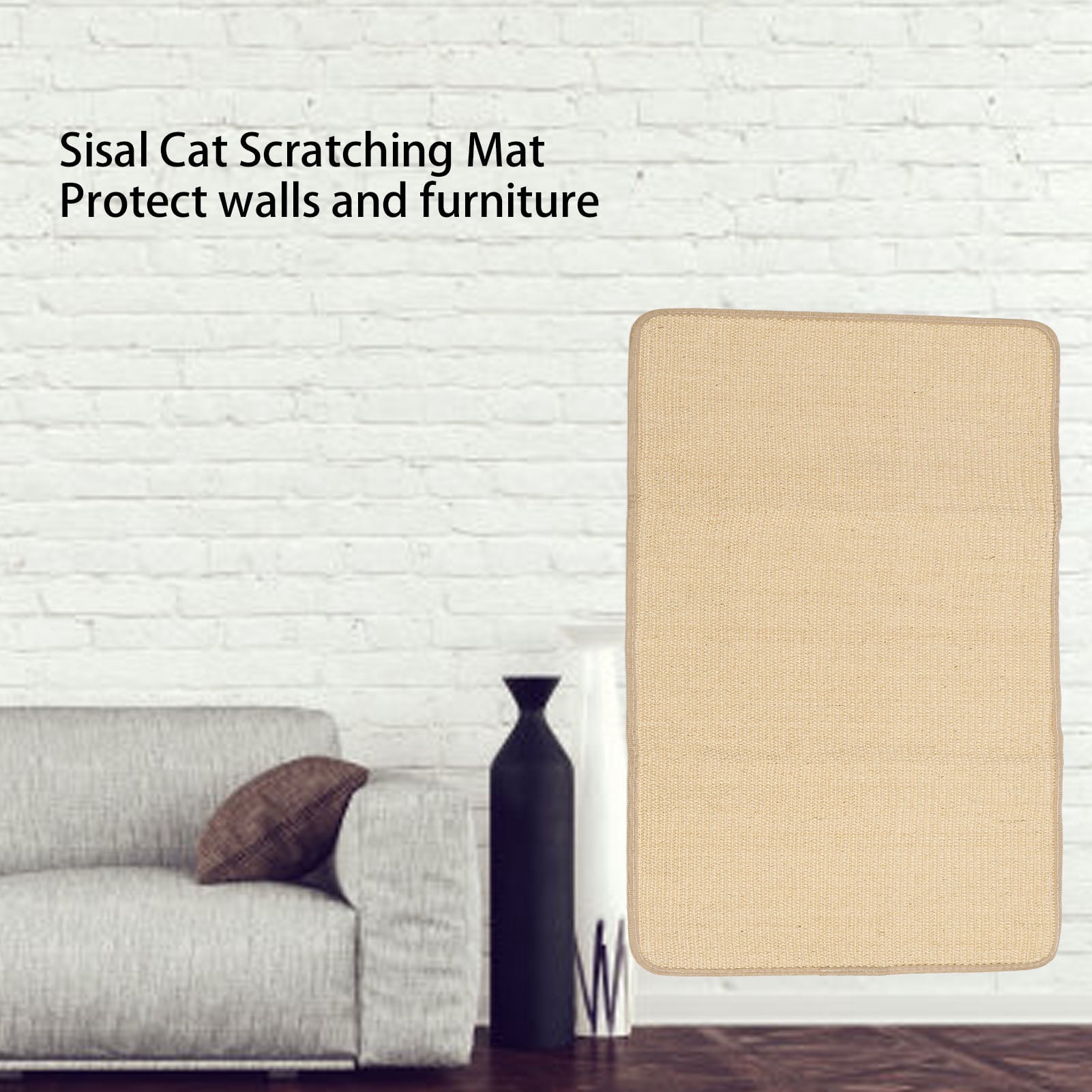 NFTIGB Cat Scratcher Mat Protect Couch Wearproof Horizontal Sisal Cat Scratching Rug Pad with Adhesive Tape, 19.7 x 35.4 in / 50 x 90 cm