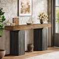 thumbnail image 2 of Finmind 63" Long Entryway Table, Farmhouse Console Table with 2 Arched Pedestal Legs, 2 of 6