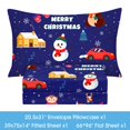 thumbnail image 3 of Juego de sábanas BYSURE Twin Kids con muñeco de nieve navideño, color azul marino, 3 of 6