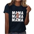 thumbnail image 1 of Mujeres Manga Corta Tops Impreso Cuello Redondo Camiseta Superior, Poliéster Spandex Vintage Humor, 1 of 4