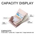 thumbnail image 4 of Women's Short Heart Hardware Buckle PU Soft Surface Leather Wallet Wallet Small Purses Buckle - Pink, 4 of 6