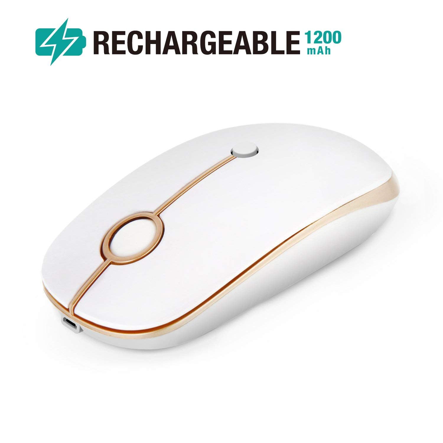 Rechargeable Wireless Mouse, Jelly Comb 2.4G Slim Optical Mice Less