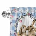 thumbnail image 2 of Valances for Windows Spring Easter Rabbit Eggs Chicken Rod Pocket Short Curtain for Bathroom Living Room Bedroom Flower Butterfly on Blue Grid 1 Panel 54x18in, 2 of 9