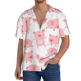 thumbnail image 3 of KLL Kawaii Pigs Print Men's Shirt Short Sleeve Button Down Summer Cuba Beach Shirts- X-Large, 3 of 7