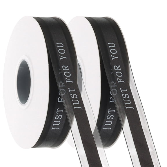 Black Ribbon, Just for You Ribbon for Holiday Party, Wedding Decoration, Gift Wrapping for Balloon, Sewing, and Floral DIY Decor(1",49 Yard/Roll,2Rolls)