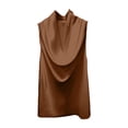 thumbnail image 4 of ZHOUCHANKIDS Women's Halter Tops Open Back Deep V Cowl Neck Draped Front Sleeveless Summer Going Out Top Coffee S, 4 of 4