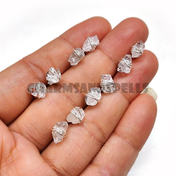 Raw Herkimer Diamond Stud Earrings, 925 Sterling Silver Studs, Minimalist Jewelry, Women Silver Earrings, Rough Gemstone Studs, Gift for Her (Sold By Piese)