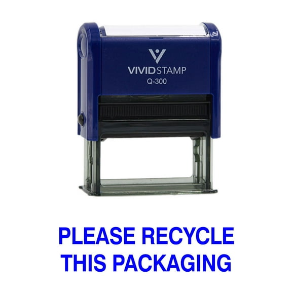 All Quality Please Recycle This Packaging Self-Inking Rubber Stamp | Professional Business Branding (Blue Ink) - Q-400