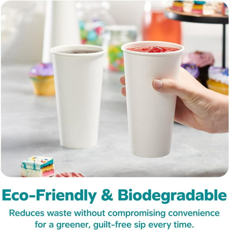 100 Pack 7oz White Paper Cups - Biodegradable Disposable Cups For Hot & Cold Drinks, Leak-Resistant, Eco-Friendly 3 thumbnail image