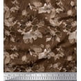 thumbnail image 1 of Soimoi Brown Modal Satin Fabric Leaves & Floral Decor Fabric Printed BTY 42 Inch Wide, 1 of 1