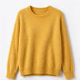 thumbnail image 6 of lcziwo Long Sleeve Knitted Sweaters for Women Warm Crewneck Solid Color Merino Wool Sweater Fall Winter Soft Undershirts Yellow,XL, 6 of 7
