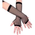 thumbnail image 4 of 2 Pairs Long+2 Pairs Short Fishnet Gloves - Black+Pink, 4 of 6