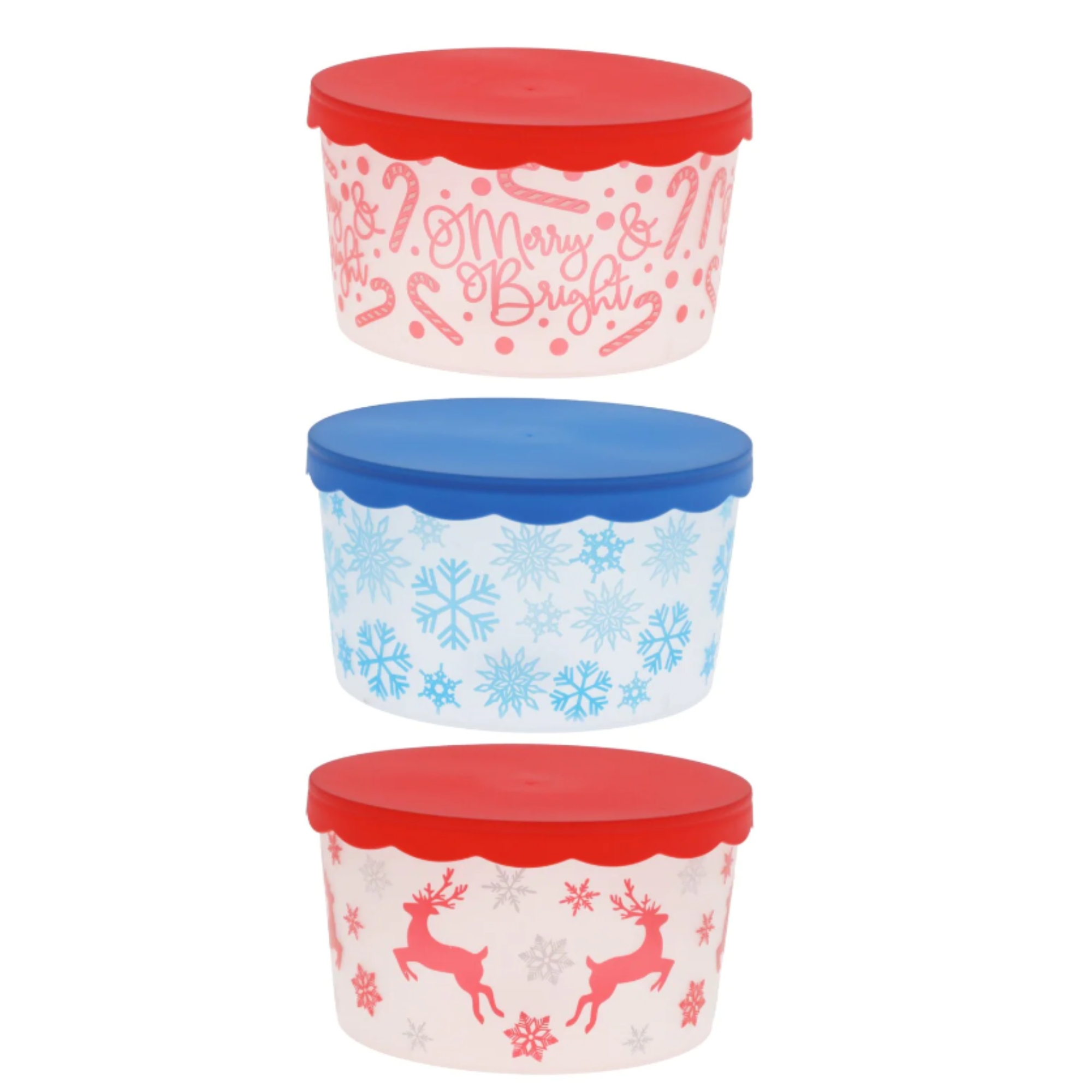 Christmas Plastic Containers Round Holiday Food Storage Canister with