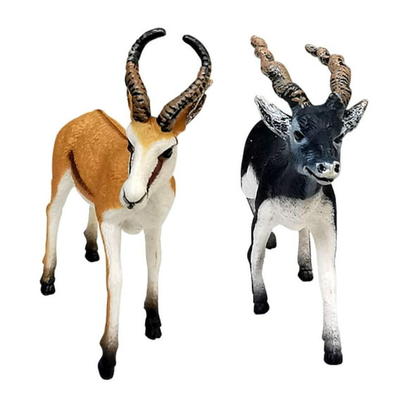 Yinanstore 2x Wildlife Antelope Springbok Deer Figurines Learning Zoo Animal Toy Model for Christmas Present Birthday Gift Preschool Toy Toddlers Kids