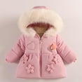 thumbnail image 2 of Puffer Jackets for Boys Girls Toddler 2-6 Years Unisex Children Solid Color Long Sleeve Thickened Velvet Down Jacket with Hooded Kid's Winter Windproof Casual Outdoor Hiking Outerwear Pink 5 Years, 2 of 10