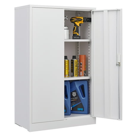 

Miniyam Metal Storage Cabinet 42-inch Tall Large Steel Utility Locker with Adjustable Shelves & Locking Doors for Office Home Garage White