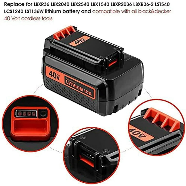  AYTXTG 3000mAh LBX2040 Replacement Black and Decker 40V Max Lithium  Battery LBX2040 LBXR36 LBXR2036 LST540 LCS1240 LBX1540 LST136W 40 Volt Black  and Decker Battery : Tools & Home Improvement