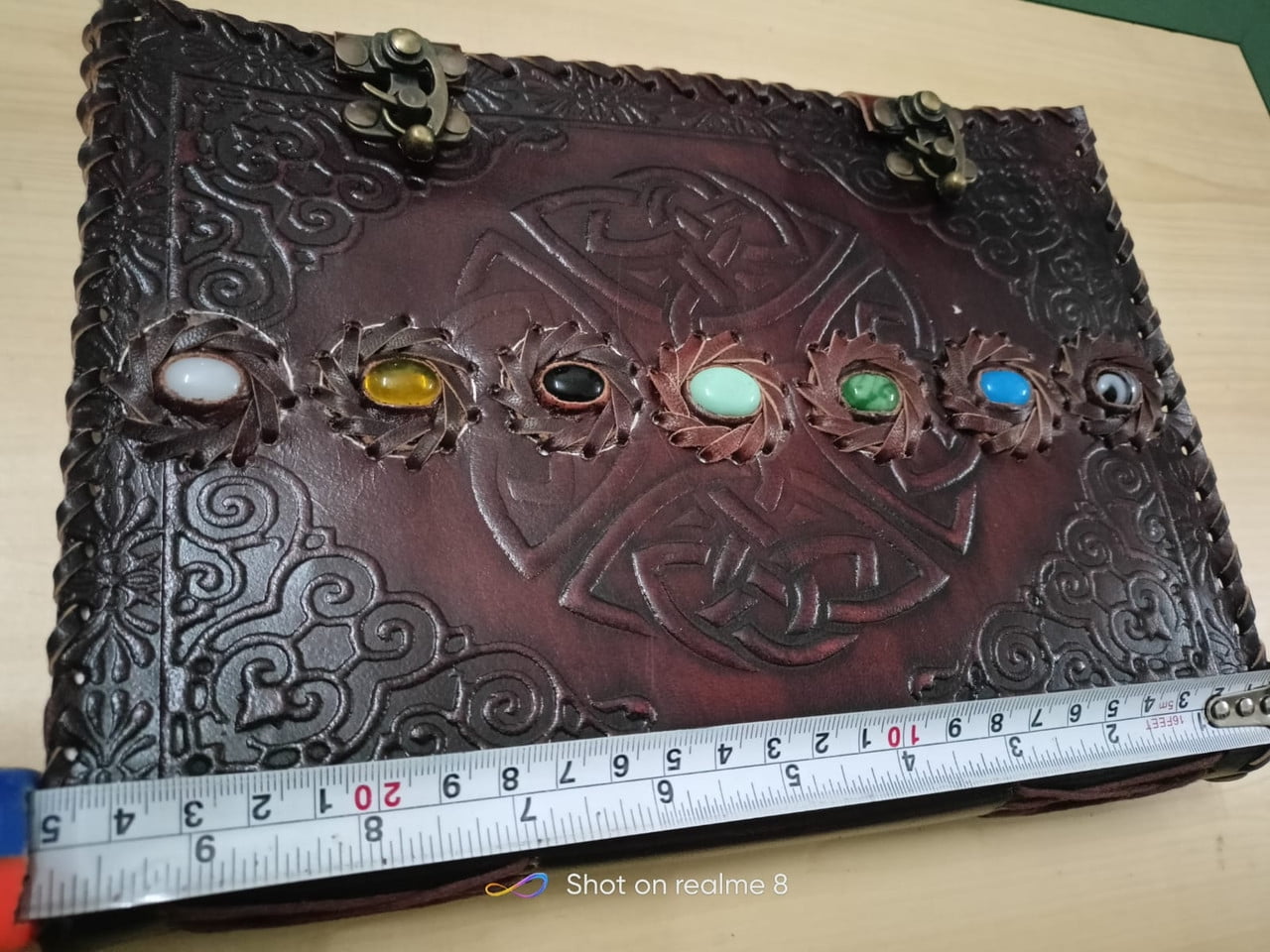 Vintage 7 Stone Chakra Leather Journal Celtic Embossed Diary Notebook 10*8