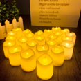 thumbnail image 2 of Velas votivas sin llama, vela falsa eléctrica parpadeante sin llama, luces de té LED en blanco cálido para boda, mesa, 2 of 3