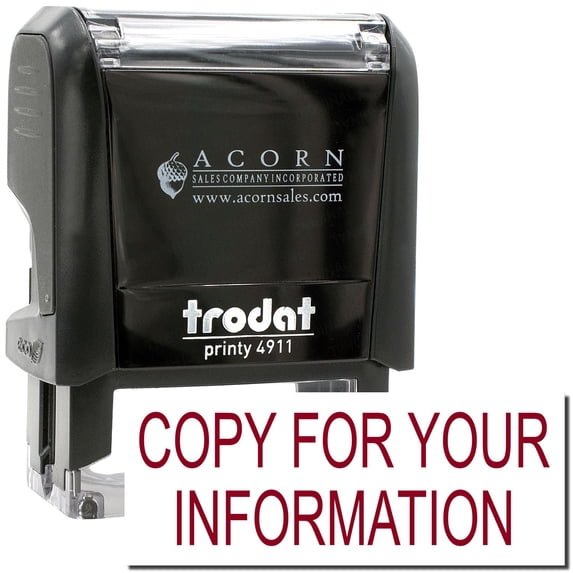 Self-Inking Copy For Your Information Stamp, Trodat Printy 4911, Press and Print Stamping, Impression Size 5/8" x 1-1/2", Up to 10,000 Impressions - Burgundy Ink