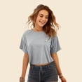 thumbnail image 3 of Dalix Ghost Embroidered Cropped Relaxed Cropped Soft Lightweight Loose T Shirt Womens in Athletic Heather M Medium, 3 of 5