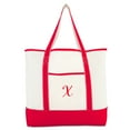 thumbnail image 2 of DALIX Monogram Bag Personalized Totes For Women Open Top Red Initial X, 2 of 8