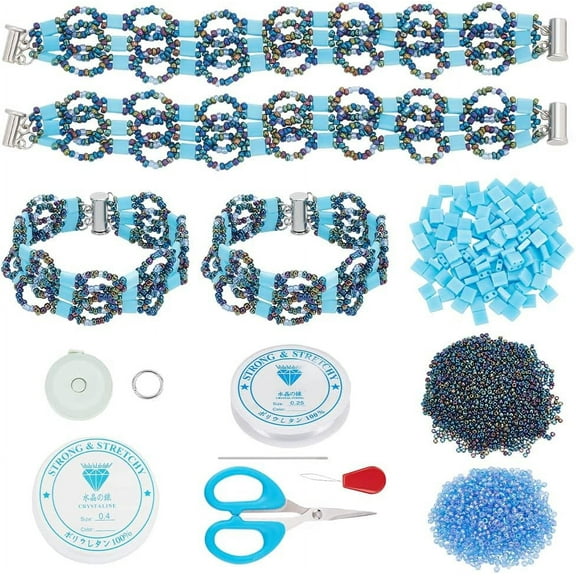 4 Set DIY Bead Bracelets Kit Beadweaving Pattern Seed Beaded Bracelets DIY Bracelet Making Kit for Handmade Jewelry Gifts