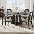 thumbnail image 1 of Farmhouse Dining Table, 47 Inch Round Kitchen Table for 4, Industrial Dinner Table with Wooden Top and Metal Base for Home Dining Room or Living Room（No Chairs）, 1 of 8