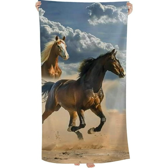 PHYHOO Horse Beach Towel, Animal Large Oversized Beach Towel Lightweight Quick Dry Soft Absorbent Bath Towel, Sand Free Towel for Swimming Travel Sports 30x60in
