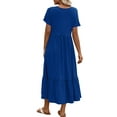thumbnail image 4 of UVN Long Dresses for Women Summer Short Sleeve Casual Crewneck Maxi Dress with Pockets, 4 of 8