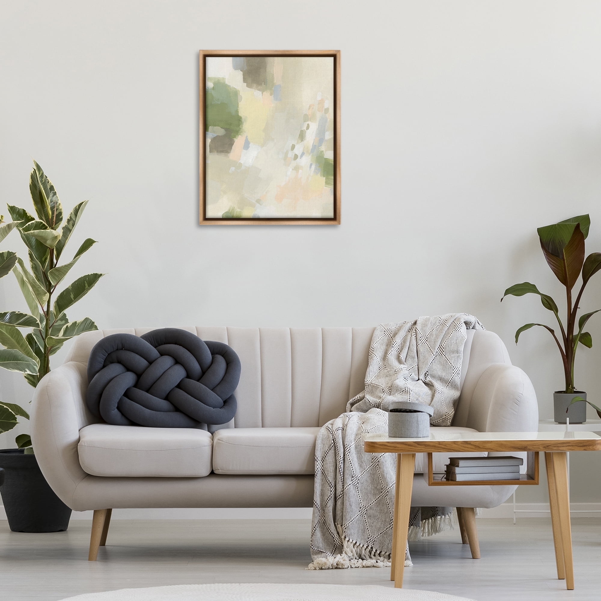 Stupell Industries Muted Abstract with Speckles Abstract Painting Brown Floater Framed Canvas Art Print Wall Art, 25 x 31