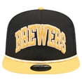 thumbnail image 2 of Men's New Era Black Milwaukee Brewers Throwback Meshback Golfer Hat, 2 of 6