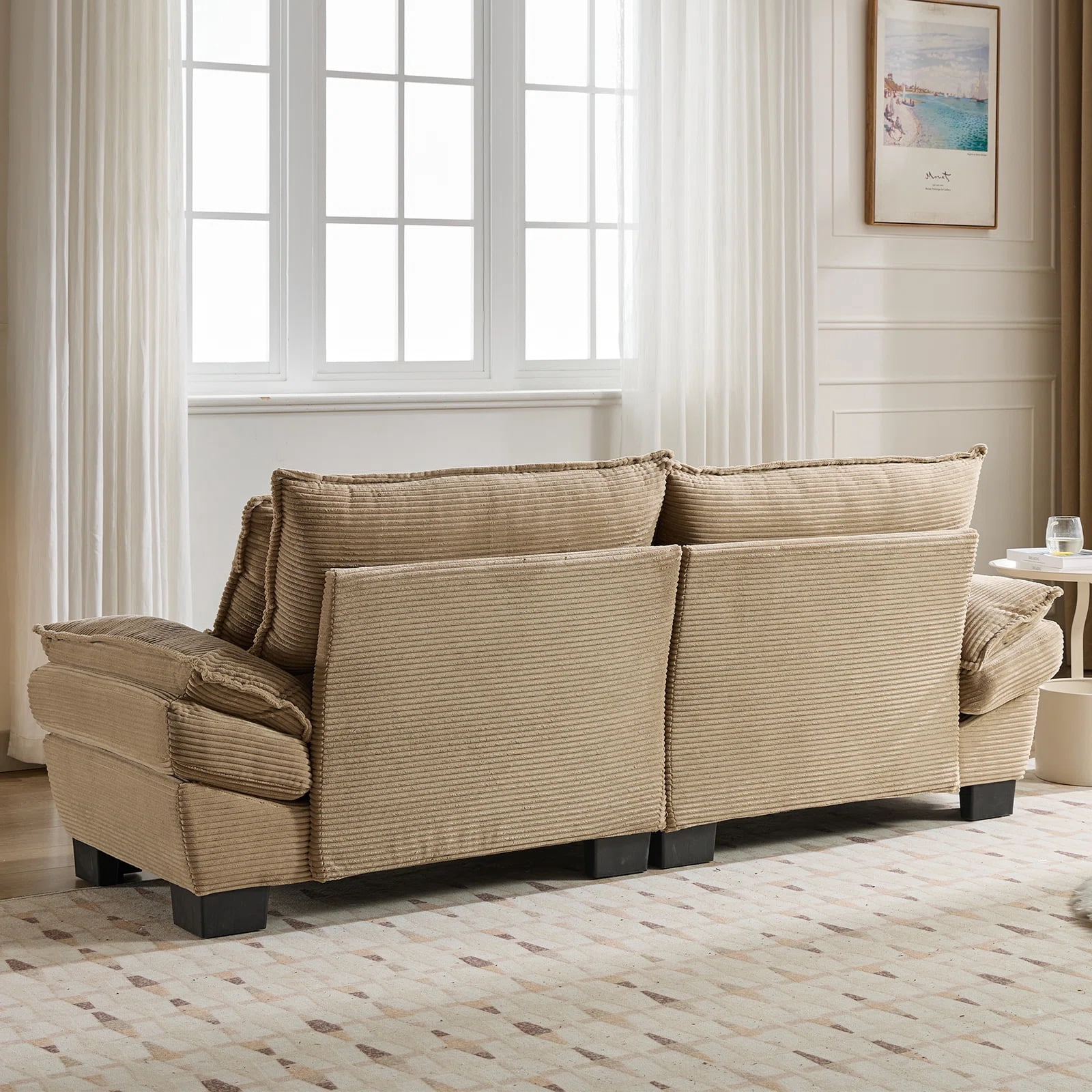 84" Comfy Corduroy Sofa 2-Seater Deep Seating Loveseat with Pillows for Small Spaces