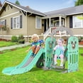 thumbnail image 3 of LAZY BUDDY Kids Slide and Swing Set, Toddler Swing Set with Basketball Hoop, Storage Space, Outdoor Indoor Playground for Toddlers 2+, 3 of 12