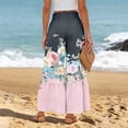 thumbnail image 5 of Womens Beach Wide Leg Pants Elastic High Waist Ties Ruffle Hem Flowy Palazzo Pants with Pockets Pink XL, 5 of 5