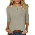 thumbnail image 2 of Viadha Women's Casual 3/4 Sleeve T-Shirts Round Neck Cute Tunic Tops Basic Tees Blouses Loose Fit Pullover, 2 of 5