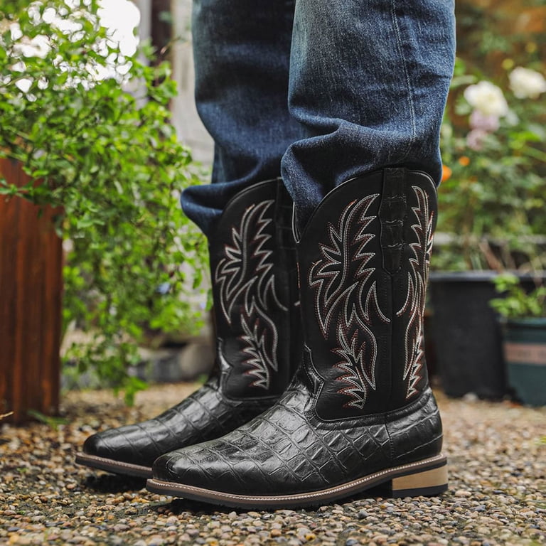 Wide Mid Calf Cowboy Boots for Women Men Classic Embroidered  display picture 1