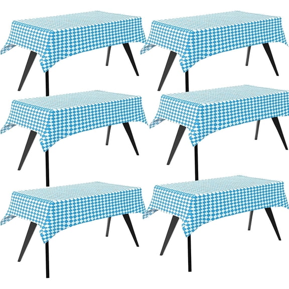 Ebaokuup 6 Pcs 54" x 108" Oktoberfest Tablecloth, Bavarian Blue Diamond Check