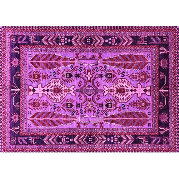 Ahgly Company Indoor Rectangle Oriental Pink Industrial Area Rugs, 8' x 10'