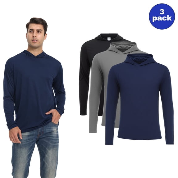 Zfeel Men’s Lightweight Dry Fit Hooded Pullover Hoodie, Hi Vis Safety Workwear 3 Pack Multicolor Sweatshirt, Size S