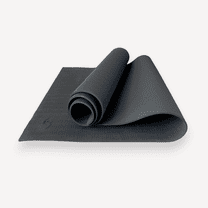 Athletic Works 68x24 inch 5mm TPE Rich Black Yoga Mat with Carry Strap