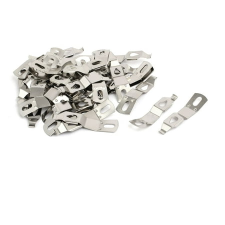 Spring Hanger - 50mmx13mm Picture Photo Frame Metal Spring Turn Clip Hanger Siver Tone 40pcs