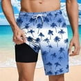 thumbnail image 2 of HAPIMO 9" Beach Shorts Men Swim Trunks with Compression Liner Casual Outings Travel Shorts Quick Dry Board Shorts Summer Outdoor Swimsuit Shorts Hawaiian Bathing Mesh Lining Shorts Blue Medium, 2 of 6
