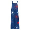 thumbnail image 5 of Iaqnaocc 4th of July Jumpsuits for Women Independence Day American Flag Stars Sleeveless Jumpsuits Rompers Freedom Adjustable Strap Jumpsuits Fashion Cotton Linen Overalls Red L, 5 of 5