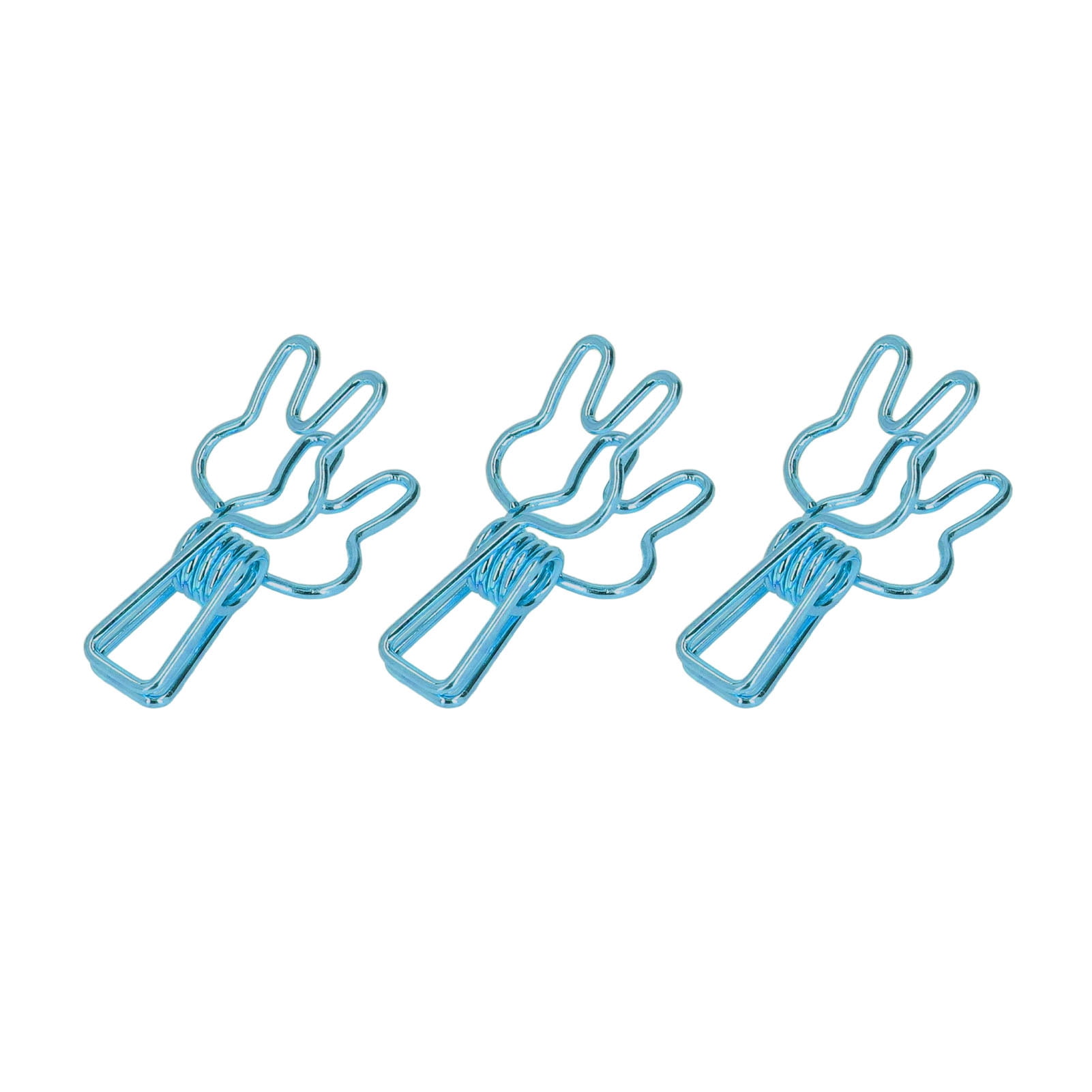 BOKYAN 100Pcs Bunny Binder Clips, Hollow Out Cute Metal Small Paper Clips for Documents, Clothes, Paper, Blue (7.87 inches / 20 cm)