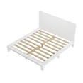 thumbnail image 6 of Queen Platform Bed Frame with Headboard, Wood Slat Support, No Box Spring Needed, Sturdy Pine Wood, for Bedroom, White, 6 of 9